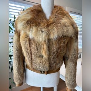 Vintage Fox Fur and Leather Bomber Jacket